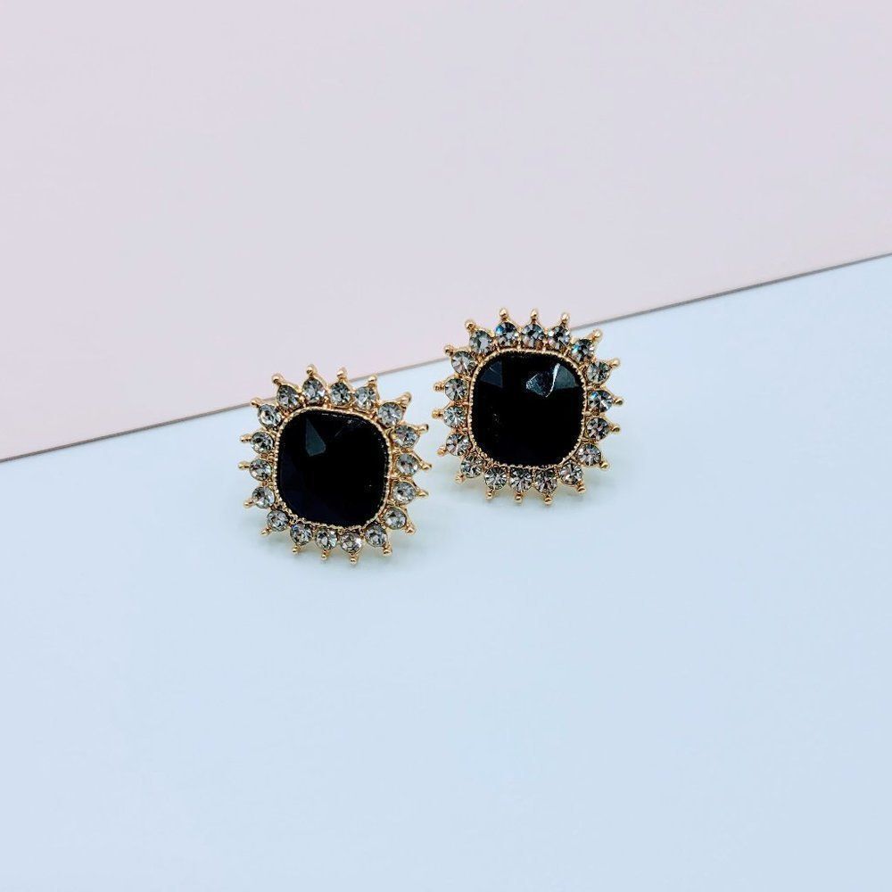 5/$25 Black Crystal Large Stud Earrings - Picture 4 of 9